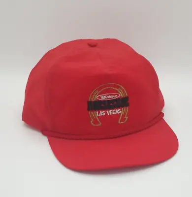 Vintage Binions Horseshoe Las Vegas Hat Ball Cap Nylon Red 90s 80s • $14.99