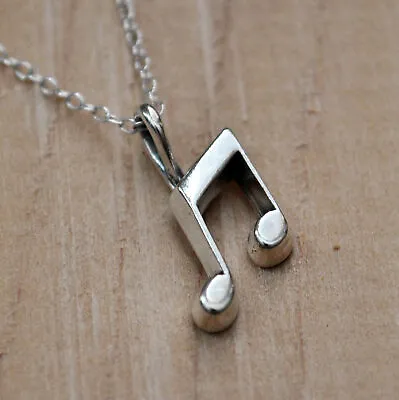 Tiny Beaming Quavers Eighth Notes Necklace -925 Sterling Silver-Music Note *NEW* • $18
