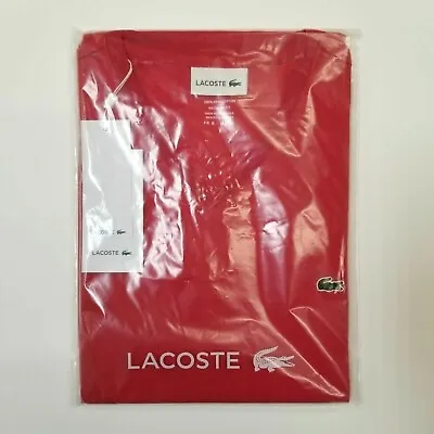 $45 • Buy *NEW* Men Lacoste V-Neck Pima Cotton Jersey T-shirts Red (TH6710 240), Sz SM-3XL