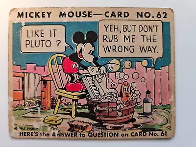 1935 R89 Type II MICKEY MOUSE BUBBLE GUM CARD #62 Mid Grade WALT DISNEY Pluto • $59.99