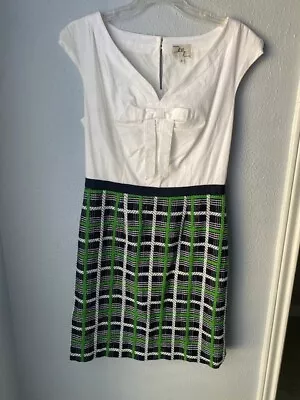 Milly Of New York Dress White Sleeveless Top Black Green White Embroidered Skirt • $29.99
