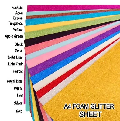 10 PCS A4 Glitter Premium Quality 12 Colours Arts Crafts Foam Sheets • £1.99