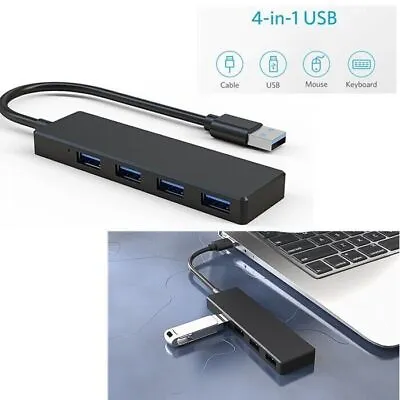 USB 3.0 Hub 4-Port Adapter Charger Data SLIM Super Speed PC Mac Laptop Desktop • $4.95