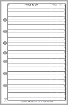 Classic Size To Do List Planner Insert Sized And Punched With 7 Holes For 7-R... • $10.39