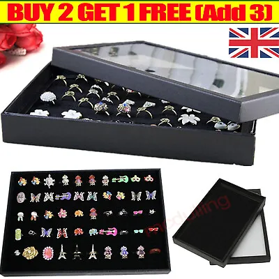 100-slot Jewelry Ring Display Organizer Case Tray Earring Storage Box Holder NEW • £5.69