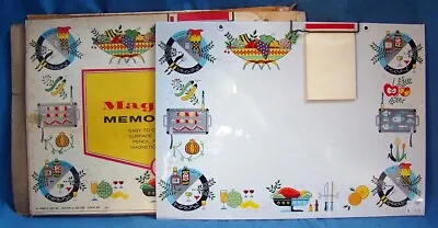 Vintage MCM Magnetic Memo Board ~ UNUSED ~ Box ~ Food Drinks Graphics  EX COND! • $19.50