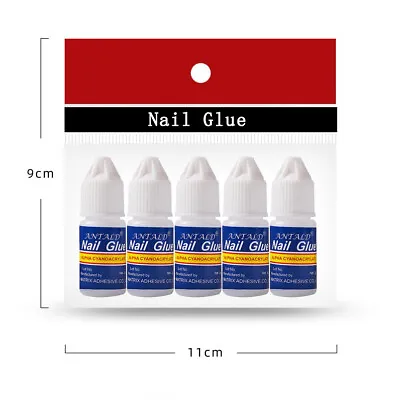 False Nail Glue 5x 3g Bottles Extra Strong Fake False Nail Glue Nail Art • £3.99