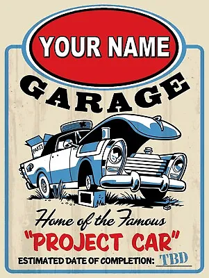 Personalised Customised Garage Sign Metal Plaque Retro Gift Man Cave Shed  • £5.15