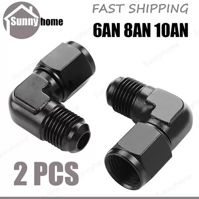 $10.99 • Buy 2Pcs 90Degree 6AN 8AN 10AN Female To Male Flare Swivel Fitting Adapter Aluminum