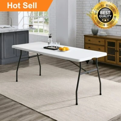 $39.98 • Buy Mainstays 6 Foot Fold-in-Half Table, White Granite
