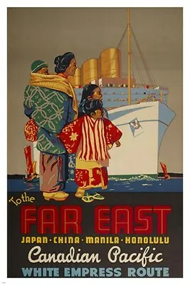 CANADIAN PACIFIC Far East VINTAGE Travel Poster TRADITIONAL Dress 20x30 Rare • $9.99