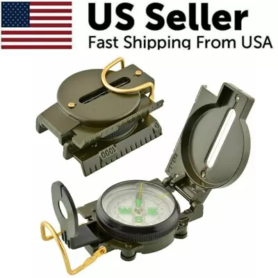 Pocket Army Style Compass Military Camping Hiking Survival Marching New Us • $9.49