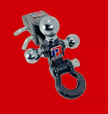 $139 • Buy Adjustable Trailer Hitch, Triple Tri-Ball Mount Pintle Hook D-Ring, 2  Receiver