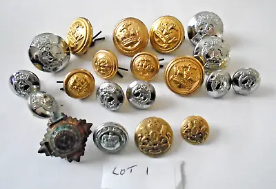 19 METAL MILITARY BUTTONS  AND ONE POLICE BUTTON (lot1) • £1