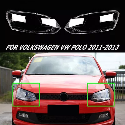 Pair For Volkswagen VW Polo 2011-2013 Headlight Cover Lens Clear Shell Mask Cap • $113.52