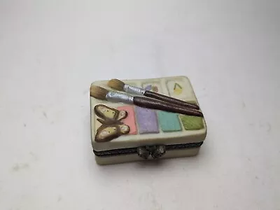 Vintage M Bastin Paint Brushes With Butterfly Small Trinket Box • $10