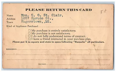 C1930's Interstate Finance Corporation Pittsburg PA Hagerstown MD Postal Card • $14.98