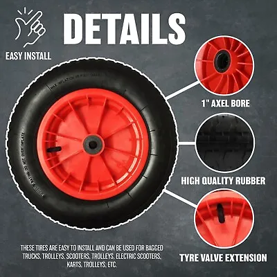 14  Red Sack Truck Trolley Rubber Replacement Wheel Barrow Tyre Tyres 3.5-8.0 • £9.99