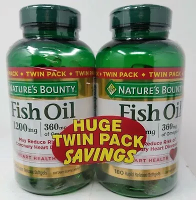 $33.95 • Buy Mercury Free FISH OIL 1200mg 360 (2x180) Softgels Omega-3 360mg Non-GMO Exp 2024
