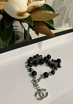 RARE VINTAGE Chanel BLACK BEADS CC  Bracelet • $1300.06