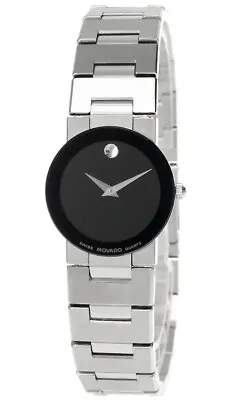 MOVADO Safiro 23MM Stainless Steel Black Dial Women's Watch 0604010 • $777