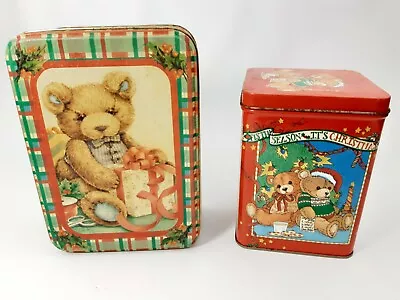 Vintage - Collector Tin Tins - Bear Bears - Holiday's Christmas Theme • $19.94
