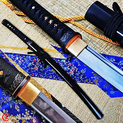 Wakizashi T10 Steel Straight Hamon Battle Ready Japanese Samurai Sharp Sword New • $155