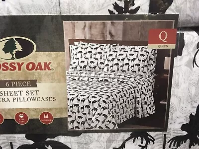 Mossy Oak 6 Pc Bear Deer Moose Queen Sheet Set  2 Ex Pillowcases New • $52.96