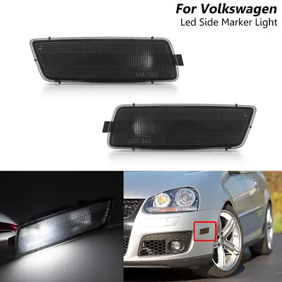 2x Smoked LED White Front Side Marker Light For VW Golf GTI Rabbit MK5 2006-2009 • $23.93