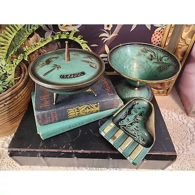 Vintage Oppenheim Mid Century Enamel Brass Set Made In Israel • $69