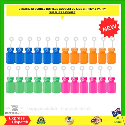 24pack MINI BUBBLE BOTTLES COLOURFUL KIDS BIRTHDAY PARTY SUPPLIES FAVOURS • $8.90