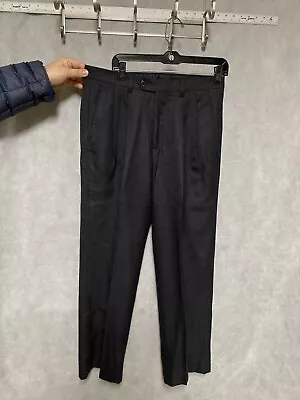 Paul Fredrick Men Dress Pants 32X30 Gray Black Wool Flannel Office Career Luxury • $26.94