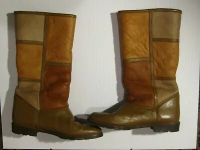 Vintage La Canadienne Boots~LEATHER COLOR BLOCKS~Fleece Lined~Sz.9~RETRO GEMS!! • $79.99