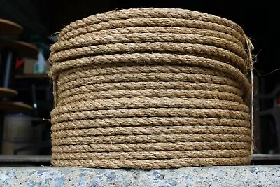 All Natural Brown Manila Rope 1/2  X 50' Traditional Twisted Hemp Rope Line • $29.99