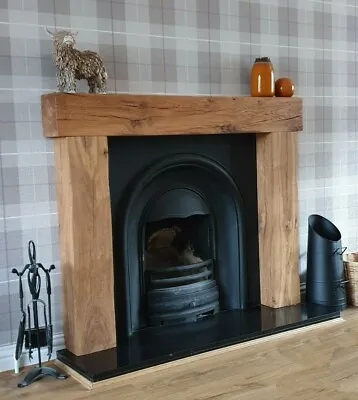 Solid Oak Fireplace Surround Lintel For Wood Log Burner Mantle Beam Mantelpiece • £254