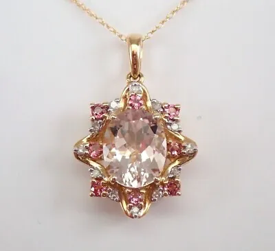 3.00Ct Oval Cut Lab Created Morganite Halo Pendant 14K Rose Gold Plated Silver • $79.99