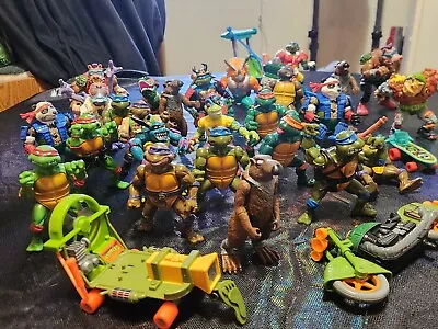 Vintage TNMT Lot 26 Figurines Vehicles Weapons 80s Collectible • $65