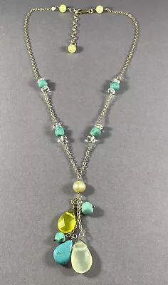 925 Turquoise Cultured Pearl Faceted Gemstone Necklace Fine Vintage • $45