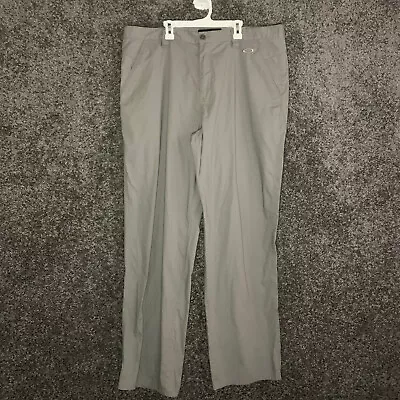 Oakley Pants Mens 40x32 Gray Flat Front Chino Golf Straight Performance Casual • $19.35