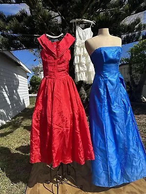 Vintage 80s/90s Lot Of 3 Party Prom Cocktail Dresses Red White Blue Size S • $26