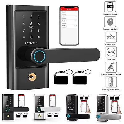 Fingerprint Keyless Entry Smart Door Lock With Handle Electronic Keypad Deadbolt • $49.99