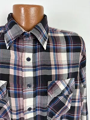 Vintage 80s JCPenney Casual Shirt Mens XL Plaid Hipster Grunge Work Long Sleeves • $11.24