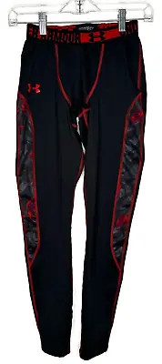 Under Armour Coldgear Infrared Black Red Men's Small Compression Pants Leggings • $22.99