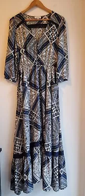 Rust Rock Ladies Peasant Boho Gypsy Maxi Dress Size 14 • $34.95