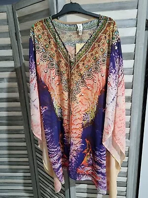 Embellished Kaftans Plus Size Size 18 28  Gorgeous Print Colour Jewel Front  • $50