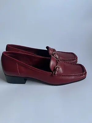 Etienne Aigner Red Leather Shoes Woman Loafers Rain Dance7 N Square Toe • $20