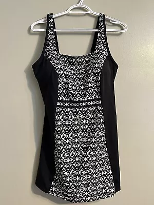 Amoena Womens Black White Swim Dress Size 16C • $24.99