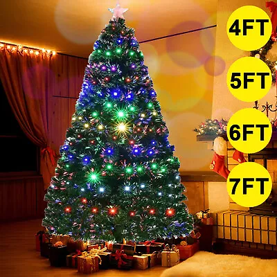 £2.99 • Buy 4FT-7FT Pre Lit Christmas Tree Xmas Fibre Optic LED Lights Star Party Home Decor