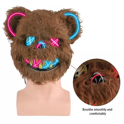 Cute Party Bear Rabbit Stuffed Mask Halloween Cosplay Rabbit Mask Show Halloween • £11.89