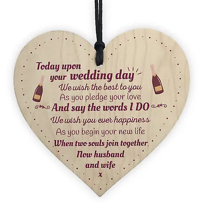 Wedding Gift Mr And Mrs Marriage Present Wooden Heart Plaque Bridal Gift Sign • £3.99